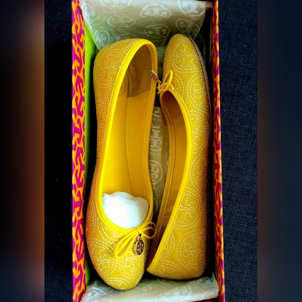 TORY BURCH CHELSEA STICHED LOGO BALLET FLATS